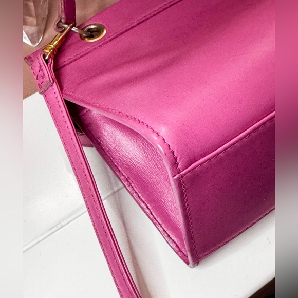 RELISTED Vintage Celine Triomphe Pink Leather Handbag Shoulder Bag - Picture 6 of 15